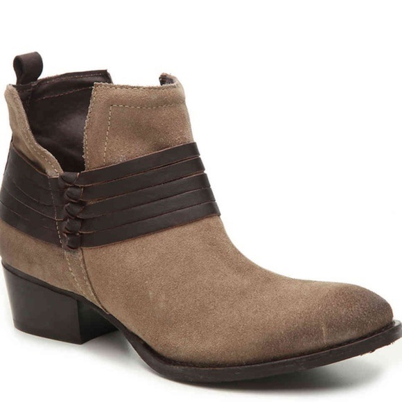 Diba Taupe & Brown Skyler Suede Booties, Size 6 - Picture 1 of 13